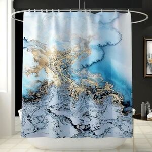 5pc Blue Marble Bathroom Set